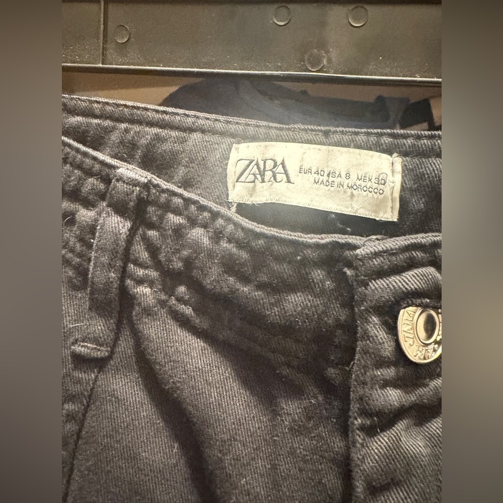 Zara Black Denim Cargo pants size 6 - Picture 4 of 5